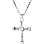 OUTLETISSIMO® Collier Dominic Toretto Pendentif Fast And Furious Vin Diesel Croix, Métal Acier inoxydable, Strass