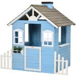 Outsunny Cabane de jeu pour enfant maison de jardin en bois porte et fenêtres de 3 à 7 ans dim. 151L x 112.5l x 142H cm bleu Aosom France