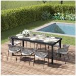 Outsunny Table de jardin rectangulaire pour 8 personnes en aluminium plateau PE à lattes aspect bois dim. 190L x 90l x 74H cm noir