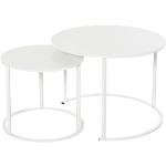 Tables basses Outsunny blanches en métal en lot de 2 diamètre 70 cm modernes 