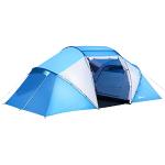 Outsunny Tente de Camping familiale 4-6 Personnes Tente dôme étanche légère, ventilée 2 cabines fenêtre Grande Porte Facile à Monter 4,3L x 2,4l x 1,7H m Bleu Blanc