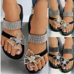 Sandales compensées grises à perles à élastiques style bohème pour femme 