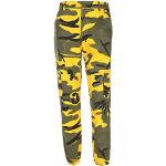 Jeans imprimés jaunes camouflage en cuir synthétique troués stretch Taille XXL plus size look casual pour femme 