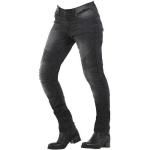 Jeans droits Overlap noirs à motif moto stretch look urbain pour femme 