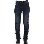 Jeans droits Overlap bleus à motif moto stretch look urbain pour femme 