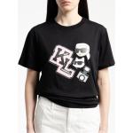 T-shirts col rond Karl Lagerfeld noirs en coton bio à manches courtes à col rond Taille M pour femme 