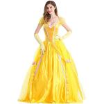 Déguisements de princesse de soirée jaunes patchwork à motif papillons La Belle et la Bête La Belle Taille XL look fashion pour femme 