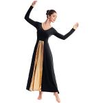Robes de bal longues noires patchwork à manches longues Taille S classiques pour femme 