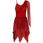 Vêtements de danse rouge bordeaux à paillettes sans manches Taille S look fashion pour femme en promo 