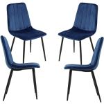 Chaises de salle à manger bleues en velours empilables en promo 