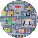 Tapis ronds Paco Home gris en polyester diamètre 160 cm modernes pour enfant 