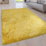 Tapis shaggy Paco Home jaunes en polyester 140x200 