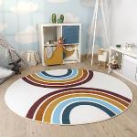Tapis ronds Paco Home multicolores en velours lavable en machine diamètre 160 cm modernes pour enfant 