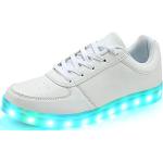 PADGENE Chaussures de Sport à LED, Femme/Homme Flash LED Baskets Low Mode Rechargeables par USB (SG Blanc, 42 EU)