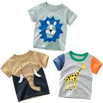 PADGENE T-Shirt pour Bébé, Garçon Hauts en Coton T-Shirts Chemise à Manches Courtes sous-Chemise pour Bébé Enfants, Éléphant