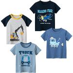 PADGENE T-Shirt pour Bébé, Garçon Hauts en Coton T-Shirts Chemise à Manches Courtes sous-Chemise pour Bébé Enfants, Voitures-B-4PCS