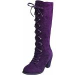Bottines violettes en cuir synthétique en daim à lacets Pointure 38,5 look gothique pour femme 