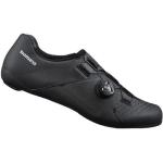 Chaussures de vélo Shimano noires en cuir synthétique pour homme en promo 