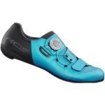 Chaussures de vélo Shimano bleues en fil filet légères Pointure 37 pour femme en promo 