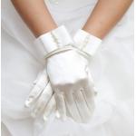 Gants de mariée blancs en satin à perles 