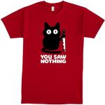 Pampling T-Shirt Unisexe à Manches Courtes 100% Coton, Vêtements pour Hommes et Femmes en 5 Tailles, T-Shirt Rouge, Modèle Coffee You Saw Nothing (S)