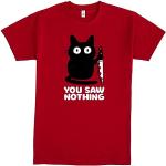 Pampling T-Shirt Unisexe à Manches Courtes 100% Coton, Vêtements pour Hommes et Femmes en 5 Tailles, T-Shirt Rouge, Modèle Coffee You Saw Nothing (XXL)