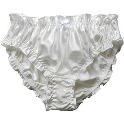 Panasilk Culotte de bikini à volants en soie pure pour femme, blanc, XXL