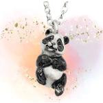 Collier Avec Pendentif Ourson Panda - Plaqué Argent 2, 5 cm De Long Fabriqué Aux États-Unis Cadeau D'anniversaire Matériaux Recyclés Prêt À