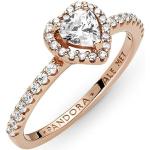 Bagues coeur Pandora roses en métal 14 carats fait main classiques pour femme 