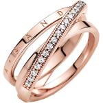 Alliances double Pandora dorées en métal 14 carats Taille 50 classiques pour femme 