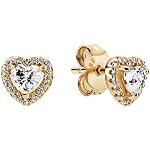 Boucles d'oreilles coeur Pandora en or 14 carats look fashion pour femme 
