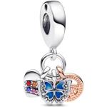 Pendentifs coeur Pandora Moments roses en cristal à motif papillons 14 carats look fashion pour femme 