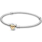 Bracelets coeur Pandora argentés en or à motif serpents 14 carats fait main look fashion pour femme en promo 