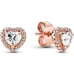 Boucles d'oreilles coeur Pandora Rose roses en or rose 14 carats classiques pour femme en promo 