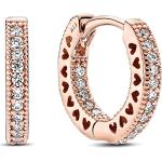Boucles d'oreilles Pandora roses en or rose en argent classiques pour femme en promo 