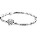 Bracelets breloques Pandora argentés en argent romantiques pour femme en promo 
