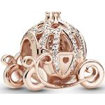 Charms en argent Pandora Rose roses en or 14 carats Cendrillon look fashion pour femme 