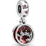 Pendentifs coeur Pandora rouges en résine à perles Mickey Mouse Club gravés look fashion pour femme 