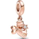 Pendentifs en or Pandora Rose roses en or rose à perles look fashion pour femme 
