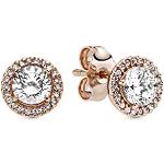 Boucles d'oreilles Pandora roses en or rose en argent 14 carats look fashion pour femme en promo 