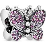 Charms en argent Pandora roses en argent à motif papillons look fashion pour femme en solde 
