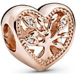 Charms Pandora roses en métal à perles en or rose 14 carats pour femme 