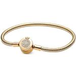 Bracelets breloques Pandora dorés en or à motif serpents 14 carats look fashion pour femme 