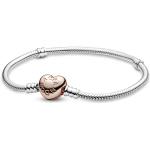 Bracelets en jonc Pandora argentés en or rose romantiques pour femme 