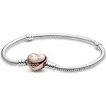Bracelets breloques Pandora Moments argentés en or rose romantiques pour femme en promo 
