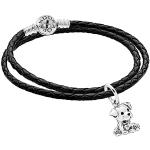 Bracelets cordon Pandora noirs en argent à motif animaux look fashion pour femme 