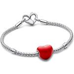Bracelets coeur Pandora rouges en argent look fashion pour femme 