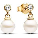 Boucles d'oreilles Pandora Timeless blanches en argent à perles à motif papillons en argent classiques pour femme 