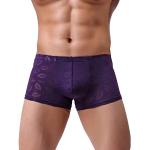 Panegy Lot de 1 Boxer Respirant Homme Caleçon en Maille Soie Glacée Doux sous-Vêtement Basique sans Couture Slip Short Violet Taille XS