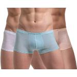 Panegy Lot de 3 Boxer pour Homme Respirant sous-Vêtements Transparent Sexy Caleçon Lingerie Confortable Blanc + Beige + Bleu Clair Taille L